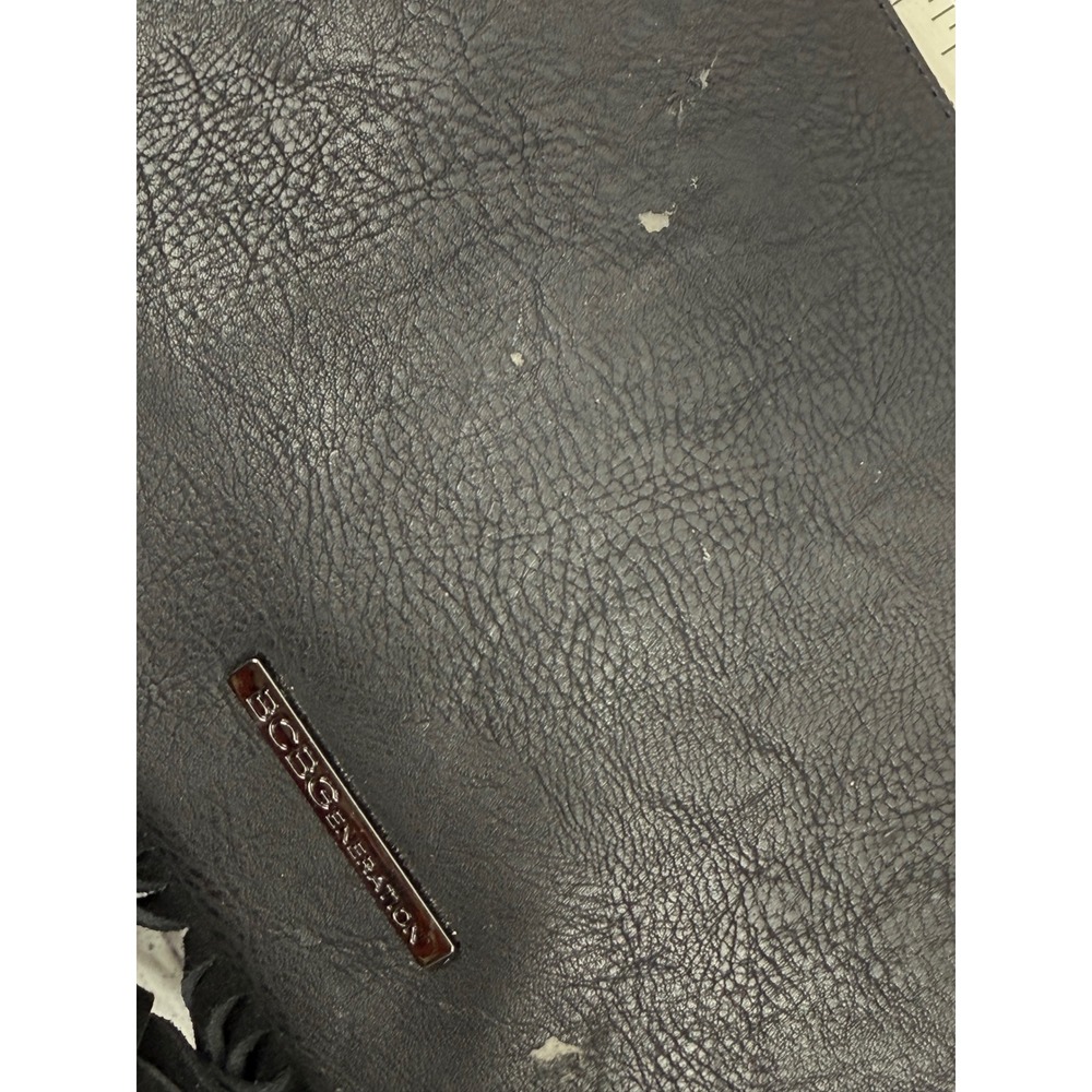 BCBGeneration Black Faux Leather Fringe Clutch Evening Bag - Picture 6 of 6